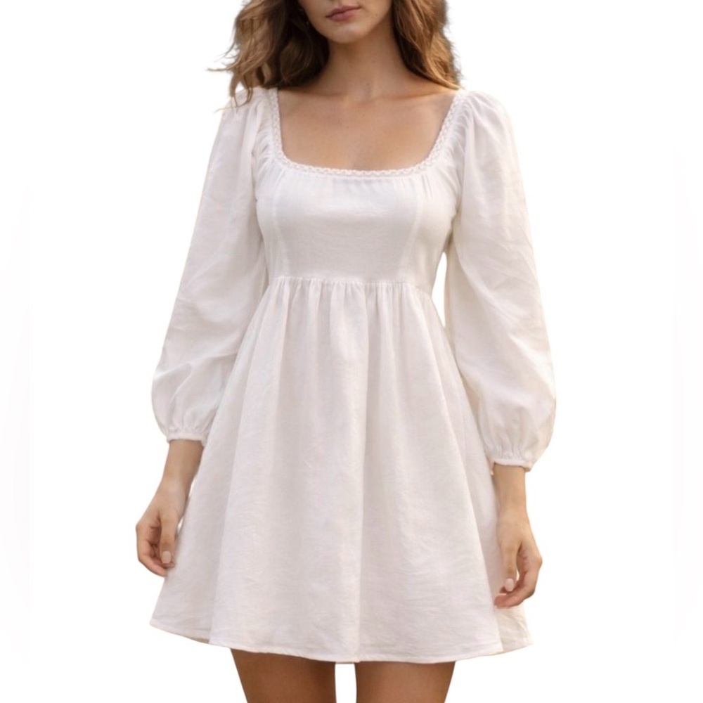 Twik Organic cotton Square-neck poplin babydoll dress, Sz small. GUC - Picture 2 of 9